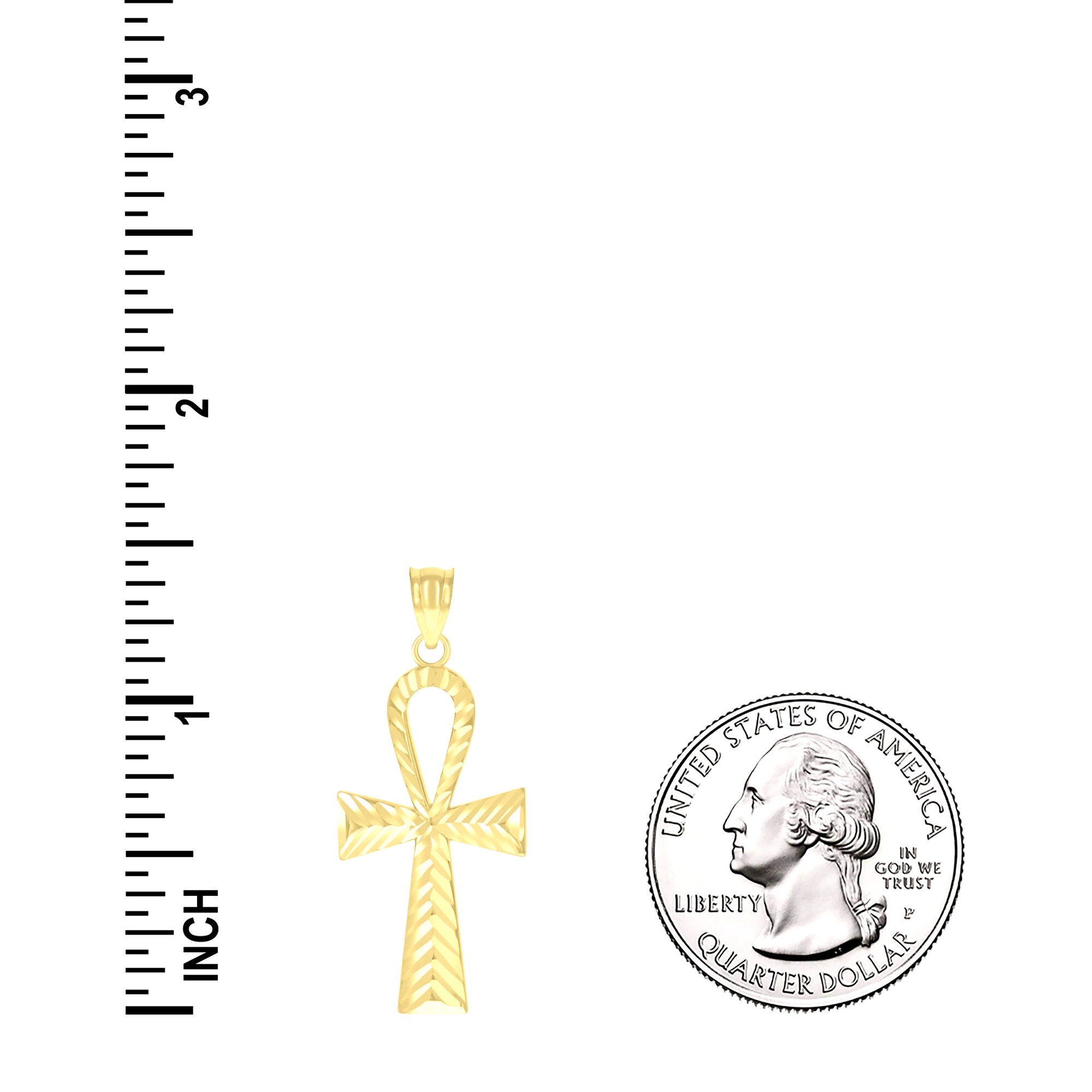 10k Yellow Gold Womens Egyptian Ankh Cross Religious Charm Pendant Pendant Necklace for Women