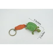Turtle, Key Chain, Red Eared, Pond, Turtle, Reptiles, Green, Hand Made, Keychain, Thailand, Key Fob, Keys, Lifelike Model, Gift, 3 THL10 BB69