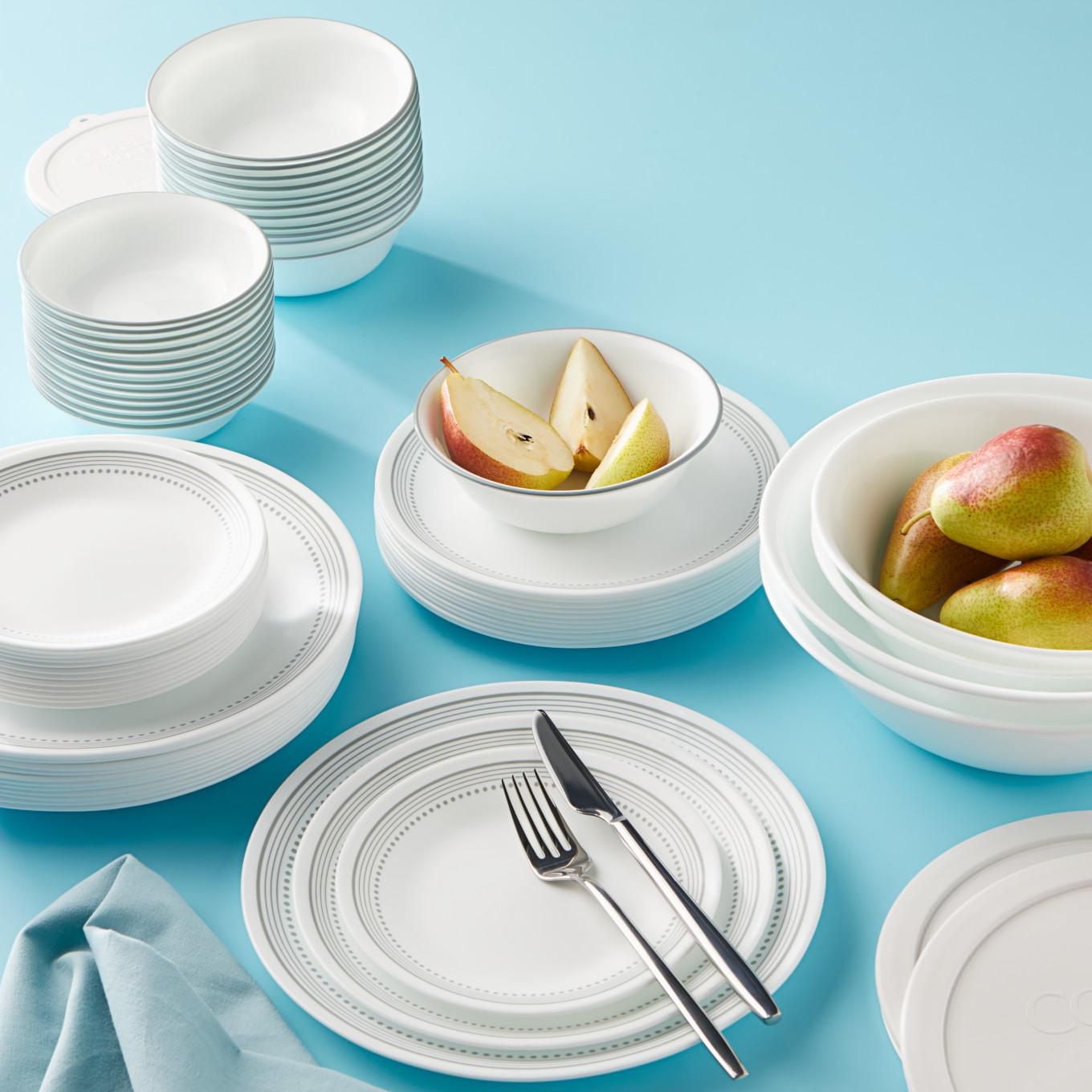Corelle Mystic Gray 78-Piece Glass Dinnerware Set (Service for 12)