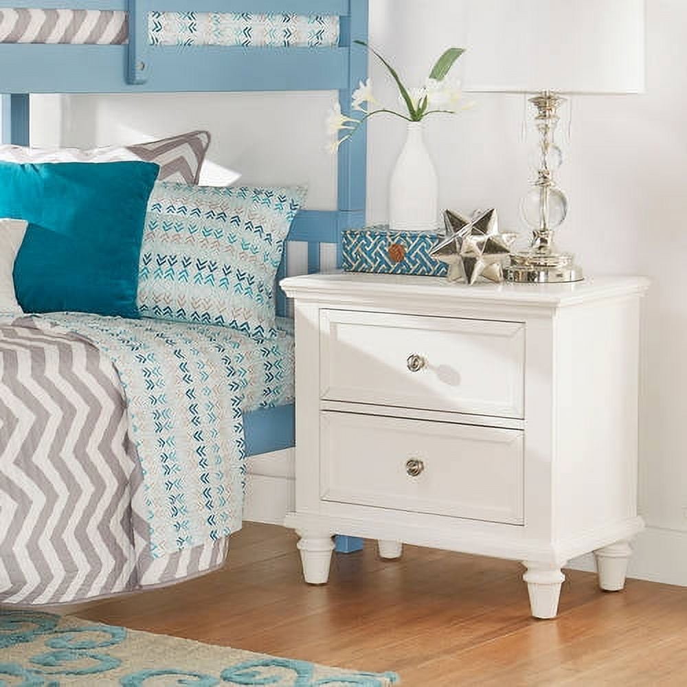Chelsea Lane Elise 2-Drawer Nightstand End Table, White