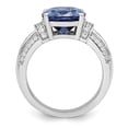 thumbnail image 3 of Auriga Fine Jewelry 925 Sterling Silver Rhodium Plated Blue and White Cubic Zirconia Ring Size 8 for Women, 3 of 6