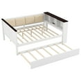 thumbnail image 5 of Mintazer Farmhouse Full Daybed Frame with Trundle & Charging Station, Upholstered Backrest & Headboard Storage Shelves Bed for Bedroom, White, 5 of 13
