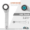 thumbnail image 3 of HB 13mm Ratcheting Combination Wrench WDM013-U 100-Tooth 12-Point Box End 15° Offset Head | Pass-Through Design for Long Bolts | Chrome Vanadium Steel Matte Finish | Professional Tool Made in Taiwan, 3 of 7