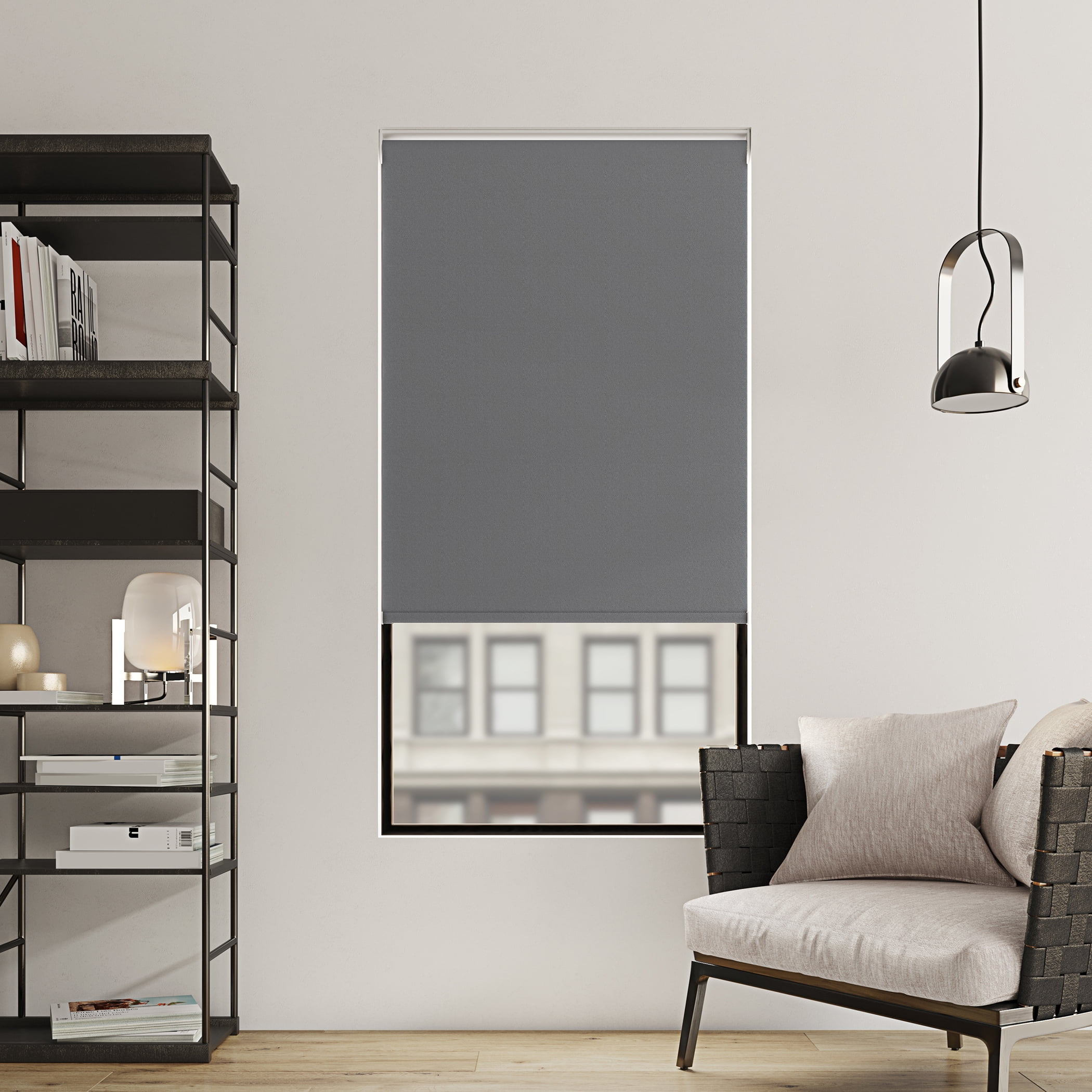 Sun Zero Langley 100% Blackout Cordless Roller Shade, 48"x72", Gray