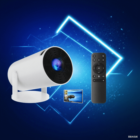 Mini Projector Hy300PRO Mini Projector and Projector Screen with WiFi and Bluetooth, Portable Projector for Outdoor, 180° Rotatable Stand, Auto Keystone & Electric Focus, 4K Supported