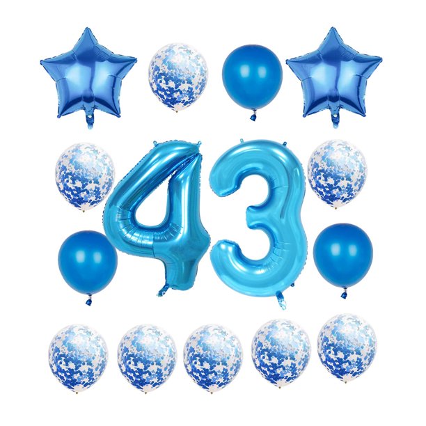 43th Birthday Decorations Party Supplies,Blue Numb