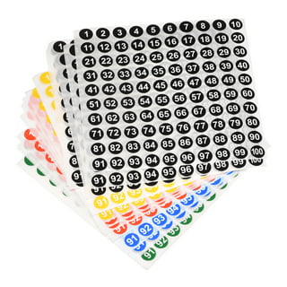 100 Sheets Number Labels Stickers 1-100 Numbers Round Stickers 0.4