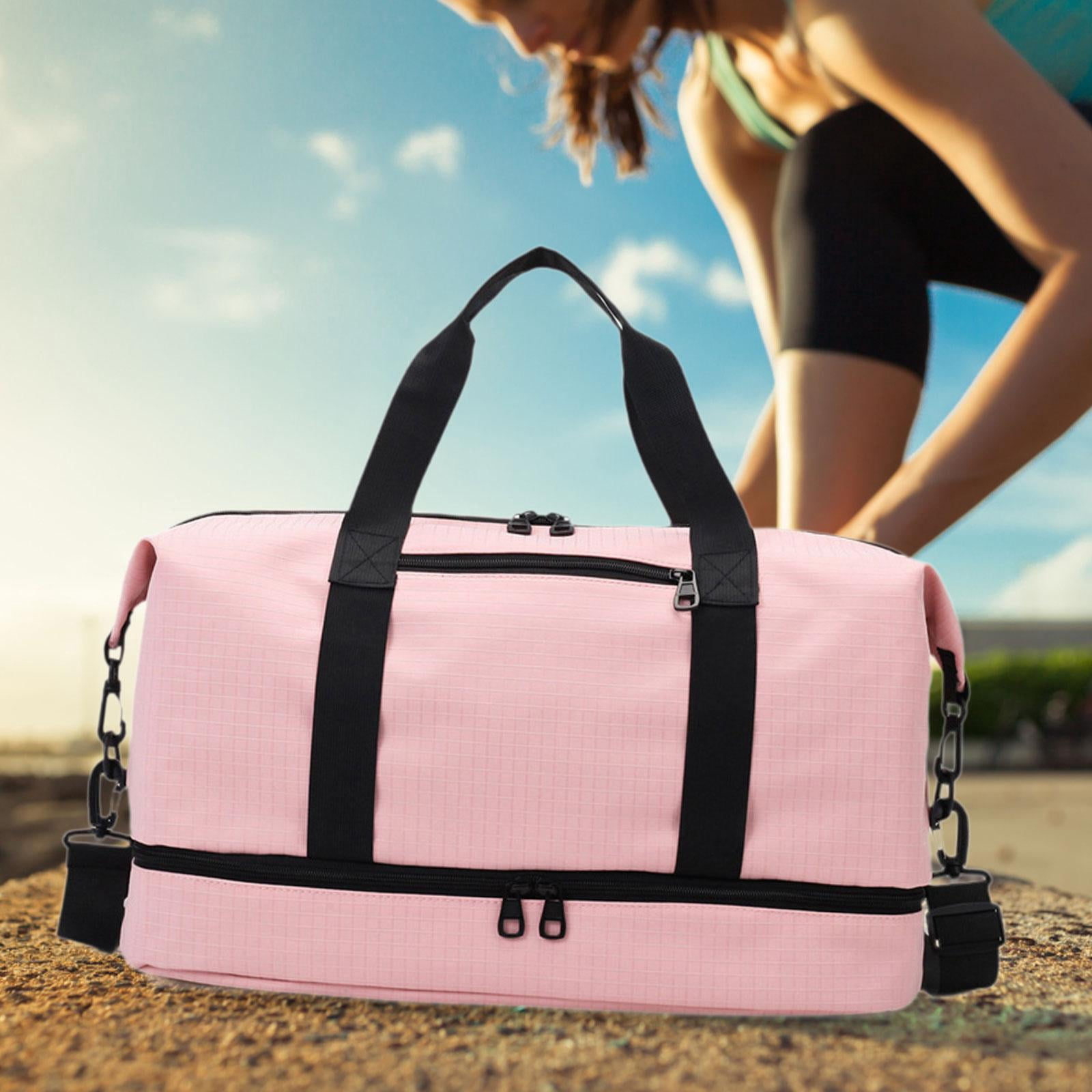 yuksok Airlines Gym Bag Mini Duffel Bag Tote Weekend Bag Personal Item Bag Underseat Carry on Bag for Women Men Holiday Trips Hiking Pink