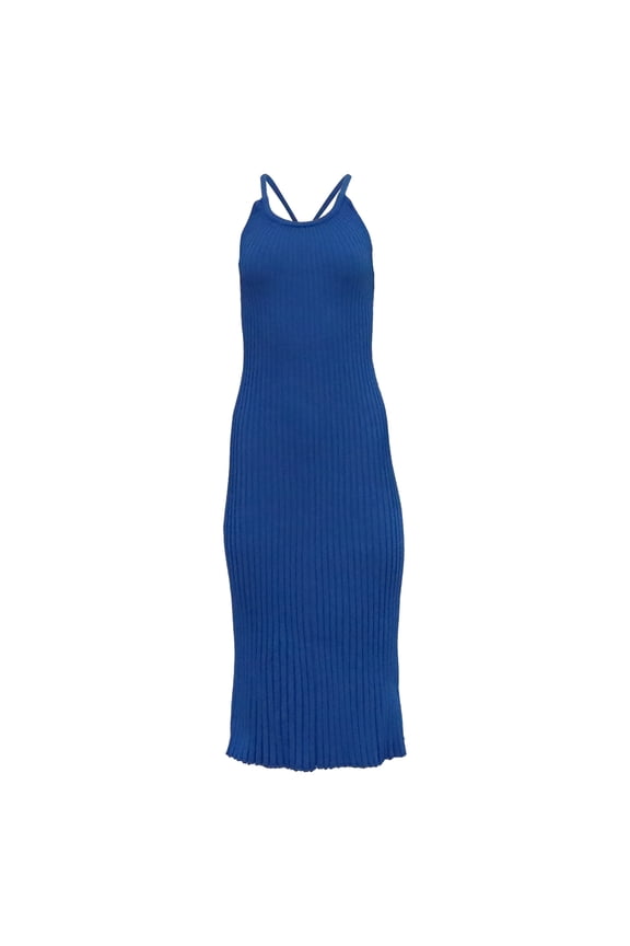 Pre-Owned Proenza Schouler Vida Ribbed-Knit Midi Dress in Blue Viscose