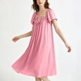thumbnail image 6 of AGWOLF Nightgowns for Women Long Short Sleeve Night Gown V Neck Folwy Victorian Sleep Dress Soft Night Dresses Ladies Sleepwear Pink Free Size, 6 of 9