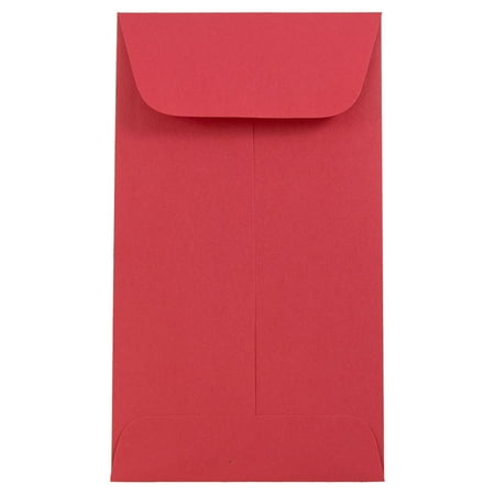 JAM #6 Coin Envelopes, 3 3/8 x 6, Red, 50/Pack