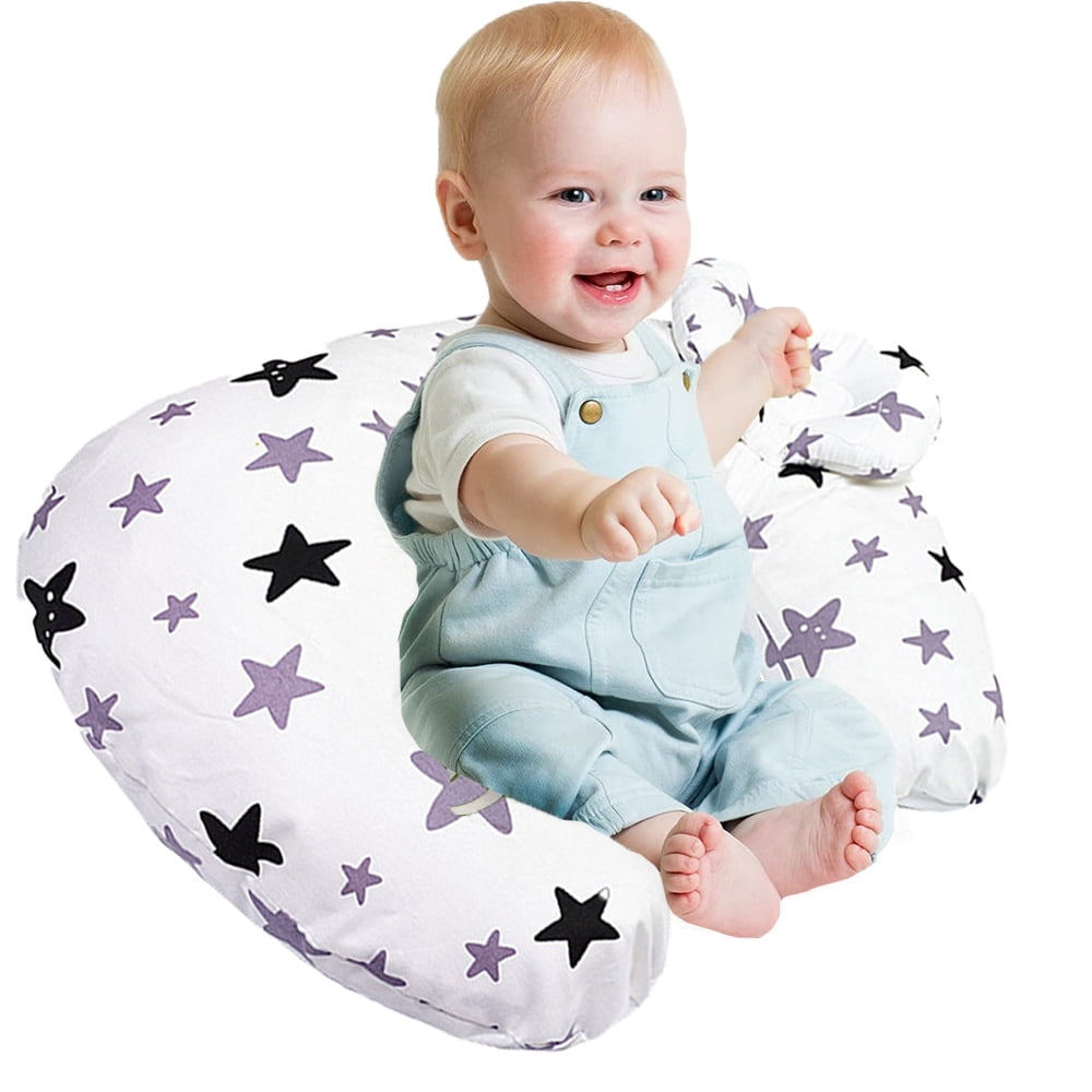 Bekayaa Breastfeeding Pillow, Snug Fit, Star Patterned Cover, Comfortable Support for Moms, Purple, Sold Individually