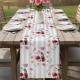 thumbnail image 4 of 4th of July Table Runner 90 Inches, Independence Day Pink Floral Grey Striped Bed Runner Dresser Scarves Tabletop for Indoor Outdoor Parties/Ceremony/Banquet, 13" x 90", 4 of 9