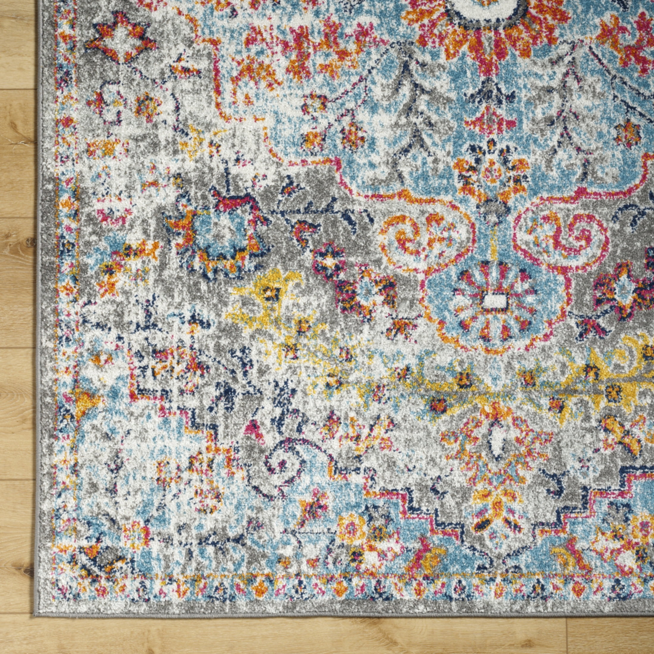 Livabliss Harput Vintage Medallion Area Rug,5'3" x 7'3",Aqua
