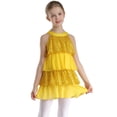 thumbnail image 4 of Niños Niñas lentejuelas brillantes moderno Jazz baile latino traje de actuación escalonado vestido con volantes Patchwork A-Line Ballet Unitards vestido, 4 of 5