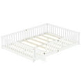 thumbnail image 6 of Aukfa Queen Size Floor Bed for Kids, Girls, Boys, Wood Montessori Bed Frame with Safety Guardrails and Door, White, 6 of 8