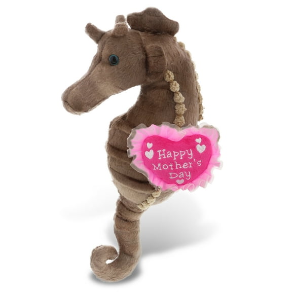 DolliBu Happy Mother's Day Baby Soft Plush Seahorse Figure - Cute Stuffed Animal with Pink Heart Message for Best Mommy, Grandma, Wife, Daughter - Cute Sea Life Plush Toy Gift - 11.75" Inches