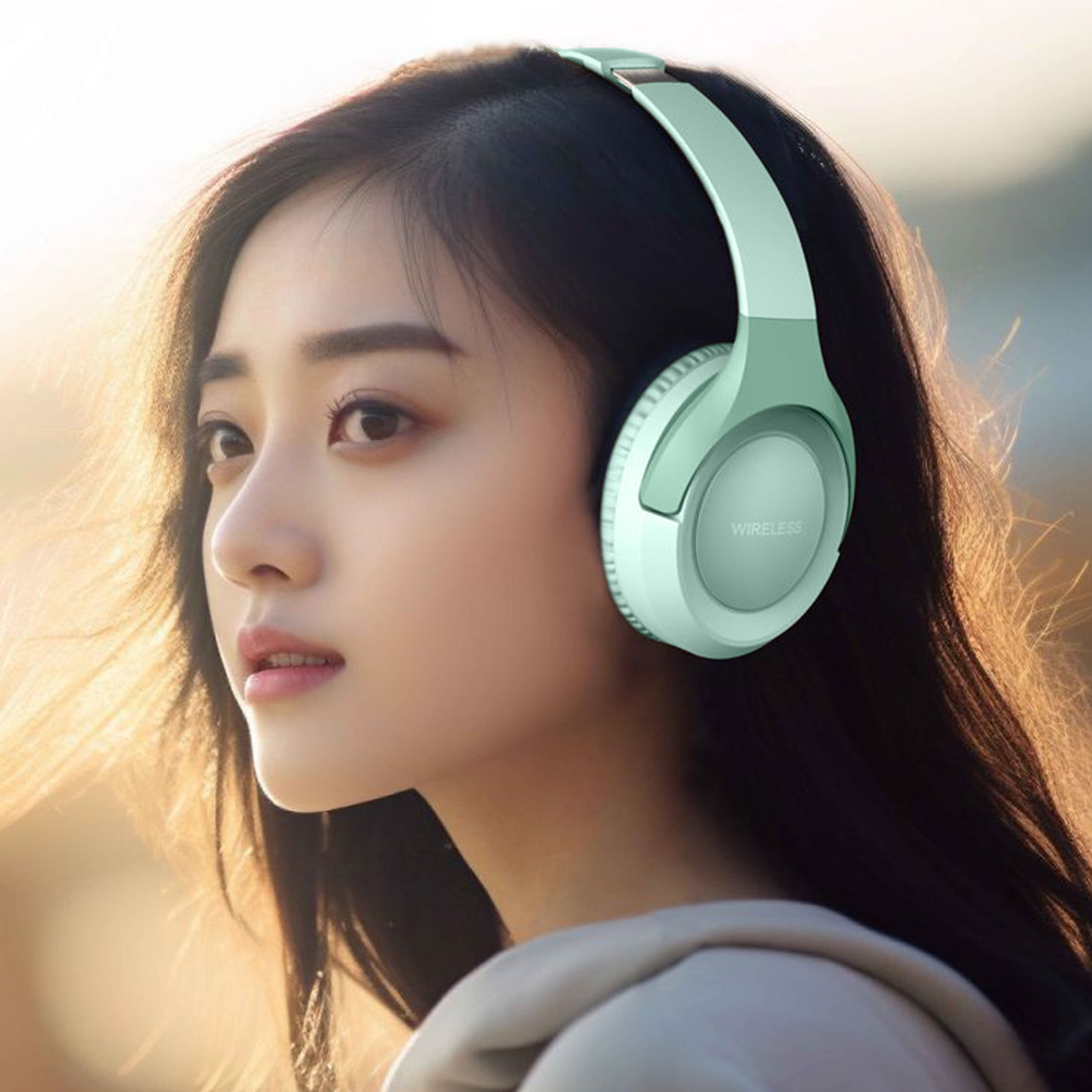 Bluetooth Headphones Over Ear, 6S Wireless Headphones Wired with 6 EQ Modes, 40 Hours Playtime Foldable HiFi Stereo Headset with Microphone, FM/TF for Cellphone/PC/Work,Green