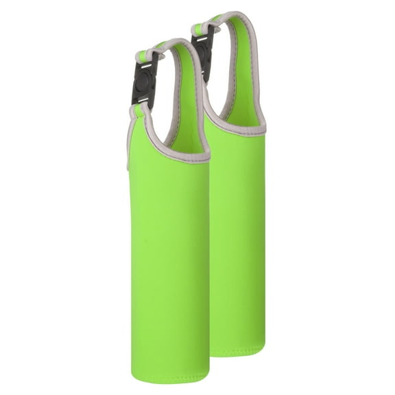 2pcs Neoprene Carrier Water Bottle Sleeve, 15.5-20oz Insulated Water Glass Bottle Carrier Bag Collapsible Drink Bottle Sleeve Cover Holder with Handle, Green