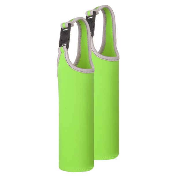 2 piezas de funda para botella de agua de neopreno, bolsa de transporte aislante para botella de vidrio de 15.5-20oz, funda para botella de bebida colapsable con asa, verde