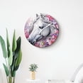 thumbnail image 4 of 14 Inch Wall Clock Battery Operated Silent Clock Decorative for Office, Kitchen, Outdoor, Living Room，Watercolor Unicorn White Horse in Flower Floral Print Beautiful, 4 of 4