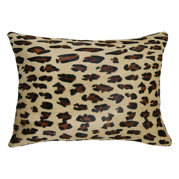 12" x 20" x 5" Leopard Cowhide  Pillow