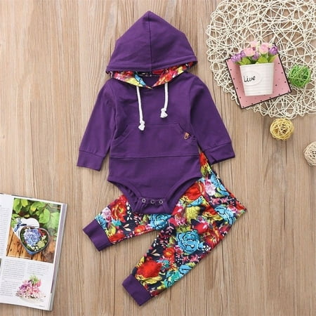 - Infant Newborn Baby Girl Clothes Long Sleeve Hoodie Tops+Long Pants Leggings 2Pcs Kids Outfit Set