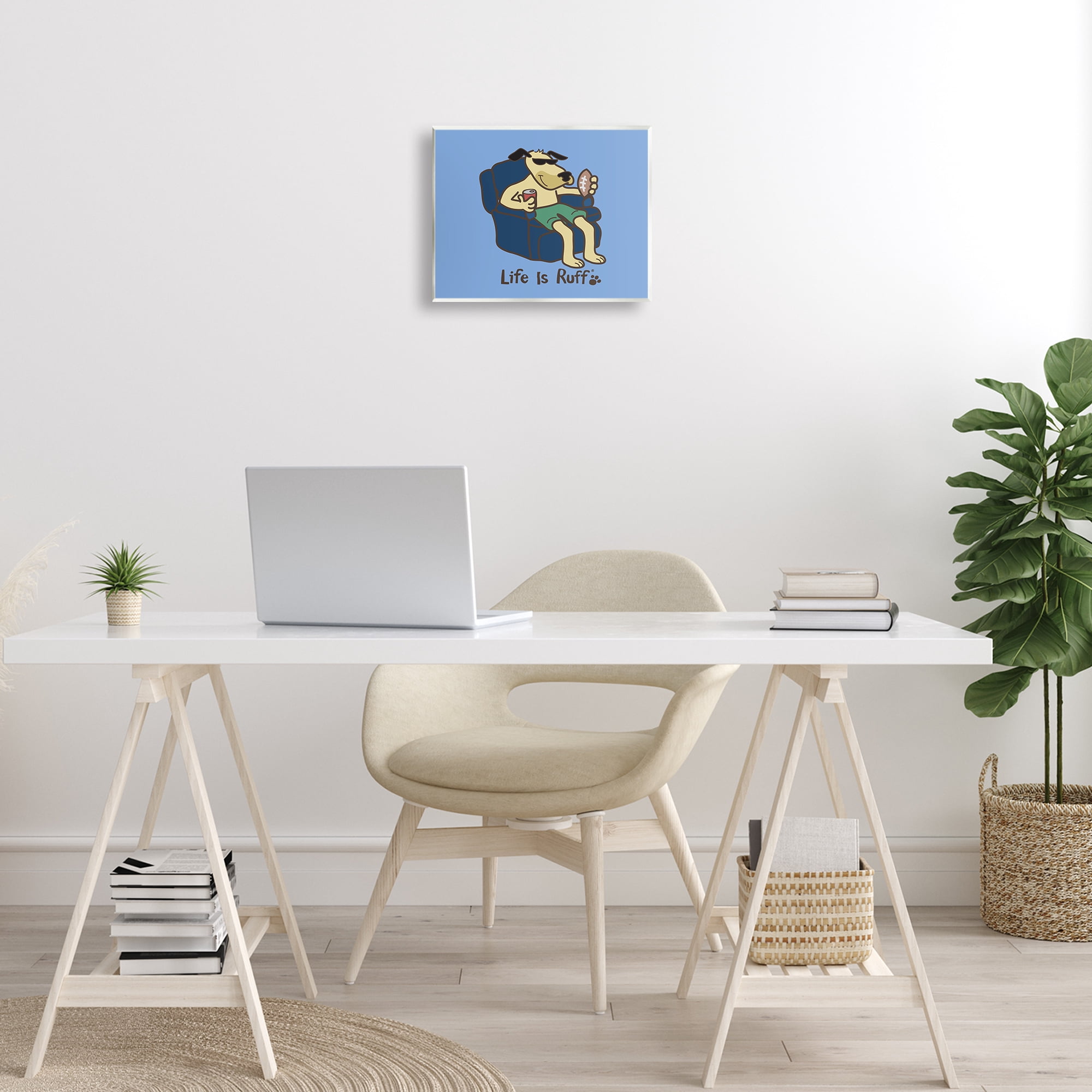 Stupell Industries Lounging Dog with Football Animals Painting Unframed Art Print Wall Art, 14 x 11