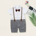 thumbnail image 2 of Huowey Baby Boy Gentleman White Shirt Bowtie Tuxedo Onesie Jumpsuit Overall Romper For 3Months To 18Months Soft Dailywear, 12-18 Months, 2 of 9