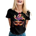 thumbnail image 1 of TSADFHJI Hauts de Noël pour Femmes 2X Printemps Été Imprimé Manches Courtes Col Rond T-Shirt Haut S Jaune, 1 of 5