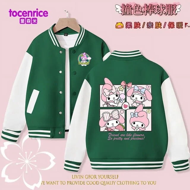 Sanrio Cinnamoroll Jacket Hello Kitty Kuromi Overcoat Woman Jacket Autumn Spring Kids Loose Sports Baseball Uniform Clothes Gift