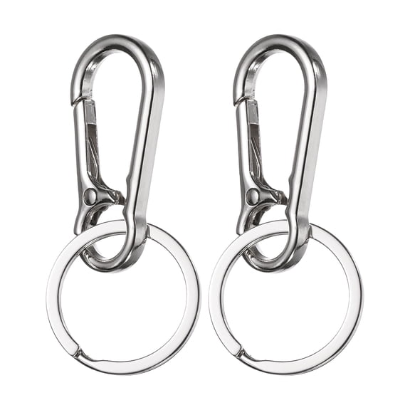 Uxcell 2 Pcs Car Key Chain Ring Clip 2.8 Inch Metal Keychain Key Fob Wristlet Keychain Fit Women Men for Home Car, Silver
