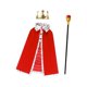 thumbnail image 4 of Conjunto de disfraz de cosplay con corona de rey y bastón, túnica de reina resistente para niños y adultos. Rojo, 4 of 8