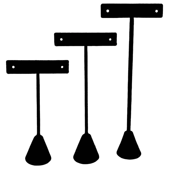 4 Pcs Earring Display Stands Set, Alloy T Bar Earring Holders with 3 Heights, Black Velvet Surface, Tiered Jewelry Organizer for Bracelets, Necklace, Tabletop Showcase