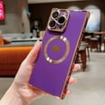 thumbnail image 3 of Magnetic Case for iPhone 16, Women Girls Luxury Plating Cute Love Heart Slim Fit Lightweight Cover Full Camera Lens Protection Compatible with MagSafe Case for iPhone 16, Darkpurple, 3 of 11