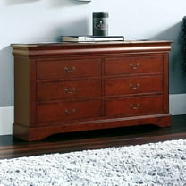 HomeRoots 60" Cherry Manufactured Wood Six Drawer Double Dresser
