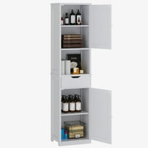 Walsunny Bathroom Storage Cabinet 64" Tall Wooden Kitchen Cupboard Pantry Cabinet with Doors Shelves Drawer White