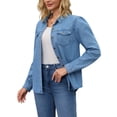 thumbnail image 4 of BLUSA CHIC para Mujeres de Mezclilla con Mangas Largas Abullonadas y Botones, Camisa con Bolsillo, Top Casual de Jeans M Azul, 4 of 6