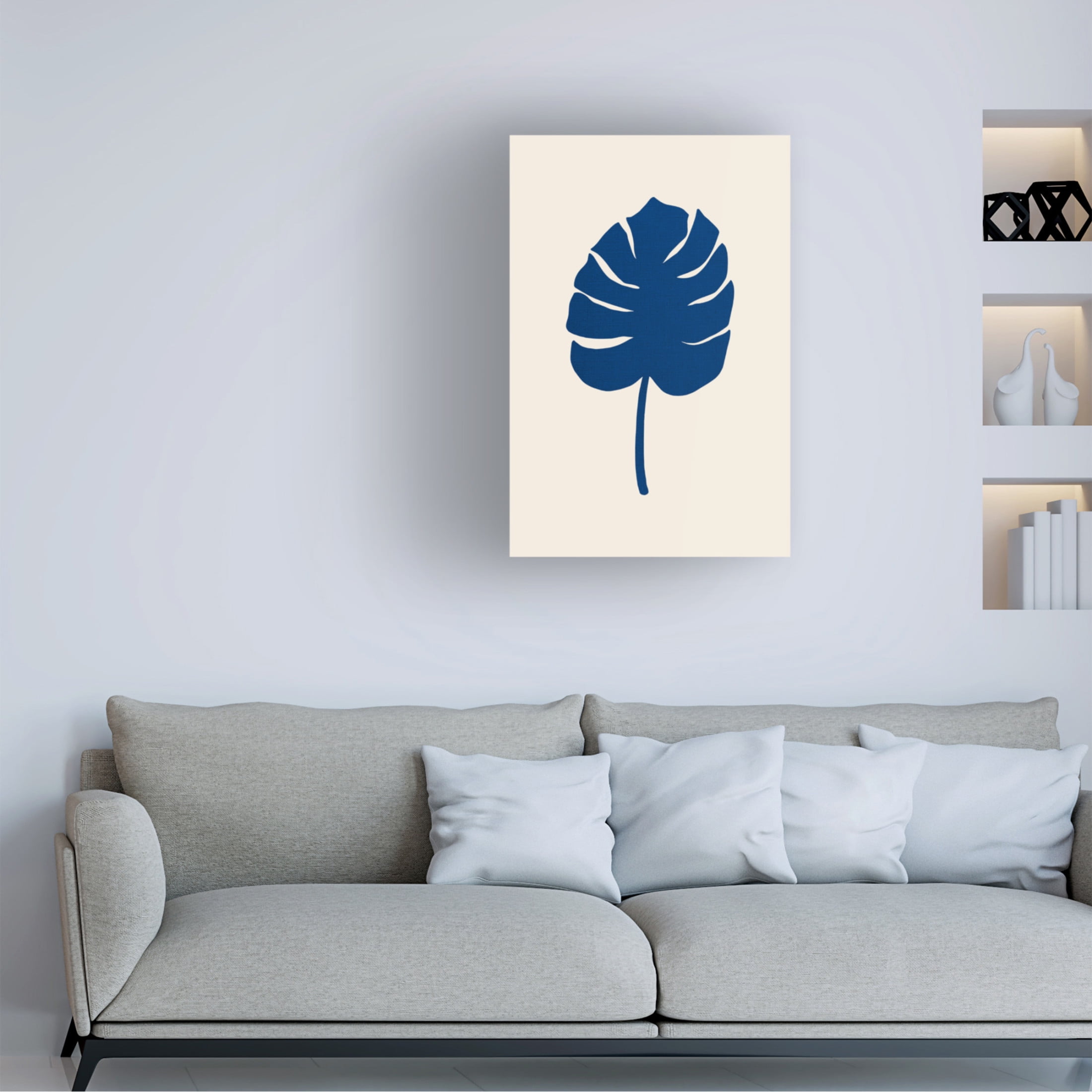 Canvas Wall Art - Pictufy Studio 'Monstera Canvas Blue' Wall Art for Living Room, Bedroom, or Office Décor by Trademark Fine Art - 16 x 24 Inches