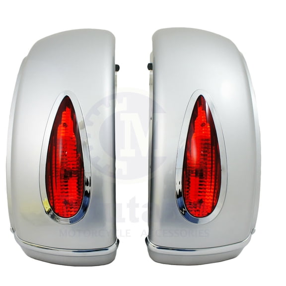 Mutazu Silver MU Hard Bag Saddlebags For Honda Suzuki Kawasaki Harley Yamaha Victory