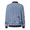 thumbnail image 4 of Women Casual Jackets Floral Print Long Sleeve Zip Up Bomber Jackets Fall Winter Collar Lightweight Loose Outerwear Coat Z001-Blue L, 4 of 5