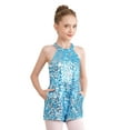 thumbnail image 4 of Kaerm Kids Girls Shiny Sequins Dance Party Short Jumpsuit Halter Neck Pageant Banquet Romper One Light Blue 8, 4 of 5