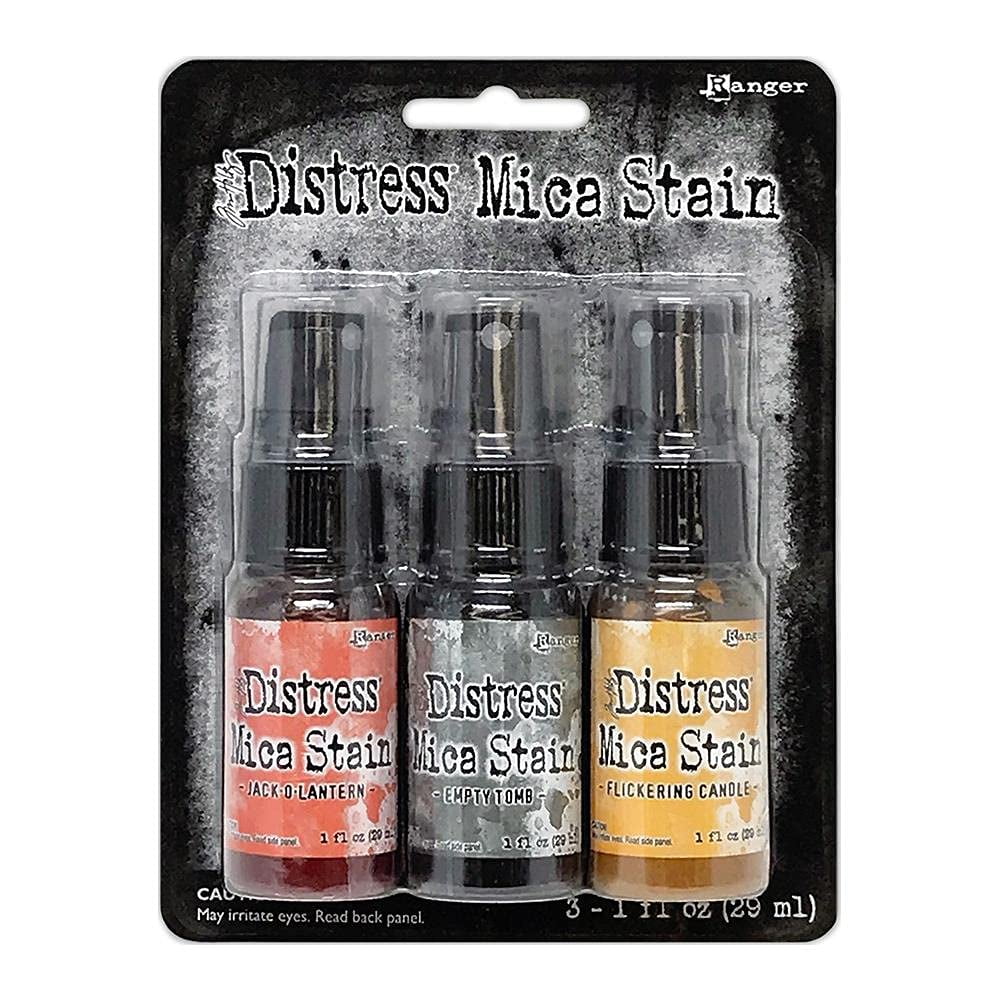 Tim Holtz Distress Halloween Mica Stain Set 1 & Set 2 - 6 Bottles - Two Set Bundle