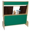 Wood Designs 21650BN Chalkboard Puppet Theater With Brown Curtains