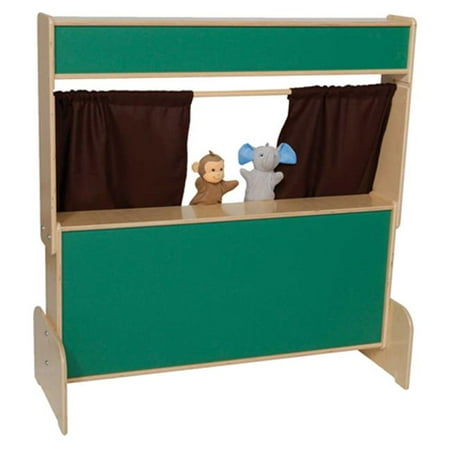 Brown Deluxe Board - Wood Designs 21650BN Chalkboard Puppet Theater With Brown Curtains