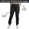 thumbnail image 3 of 3-Pack Women's Cotton Flex Stretch Cargo Jogger Pants (Sizes, S-2XL), 3 of 5