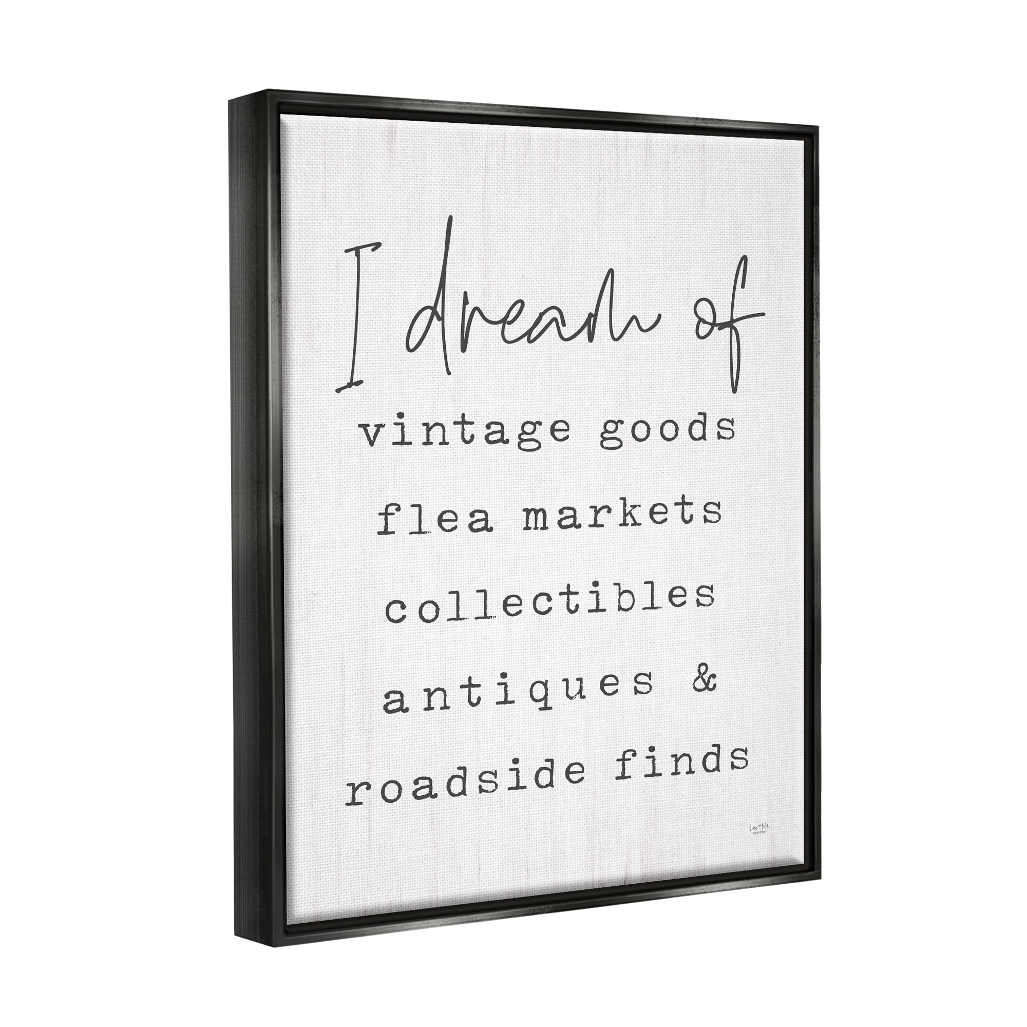 Stupell Industries Dream Of Antiques Phrase Inspirational Painting Black Floater Framed Art Print Wall Art, 25 x 31