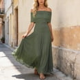 thumbnail image 2 of DHFJKG Summer Dresses For Women Off Shoulder Maxi Dress Chiffon Short Sleeve Party Flowy A-Line Wedding Guest Dress Comfortable Dresses, 2 of 7