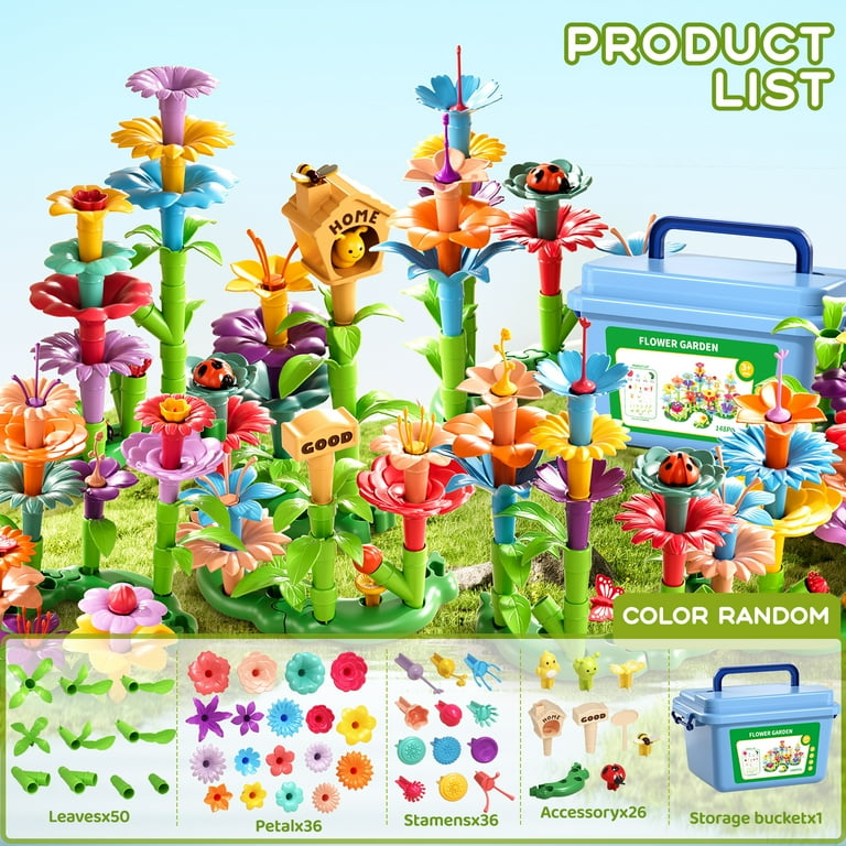Lucky Doug 148 Pcs Flower Building Toys, Garden STEM Toys for