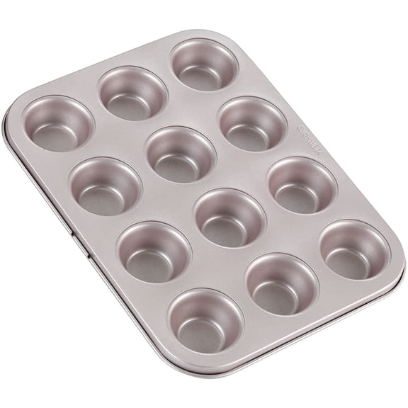 CHEFMADE Mini Muffin Pan, 12-Cavity Non-Stick Mini Cupcake Pan Bakeware for Oven Baking (Champagne Gold)